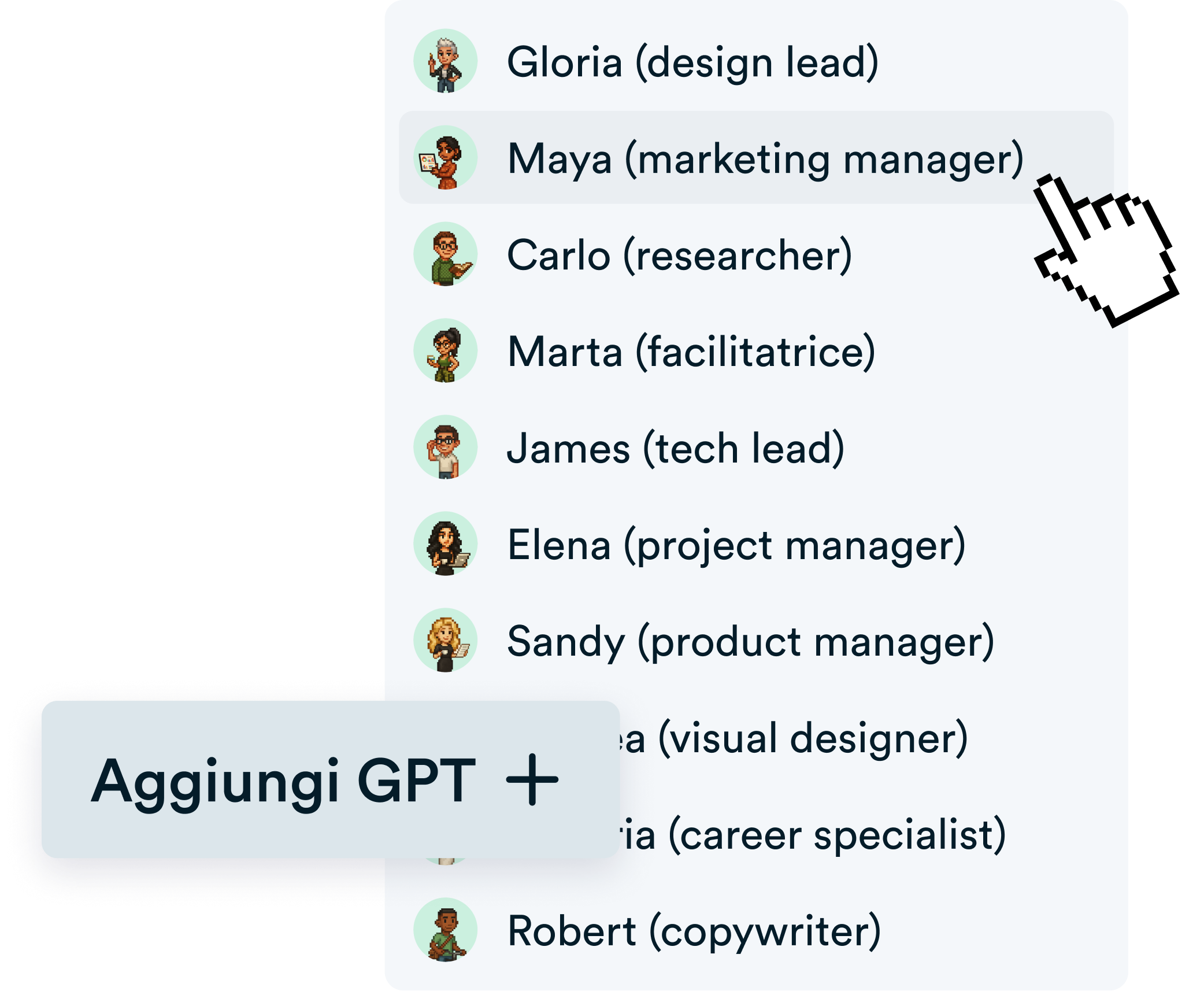 Lista dei GPT sul menu di ChatGPT