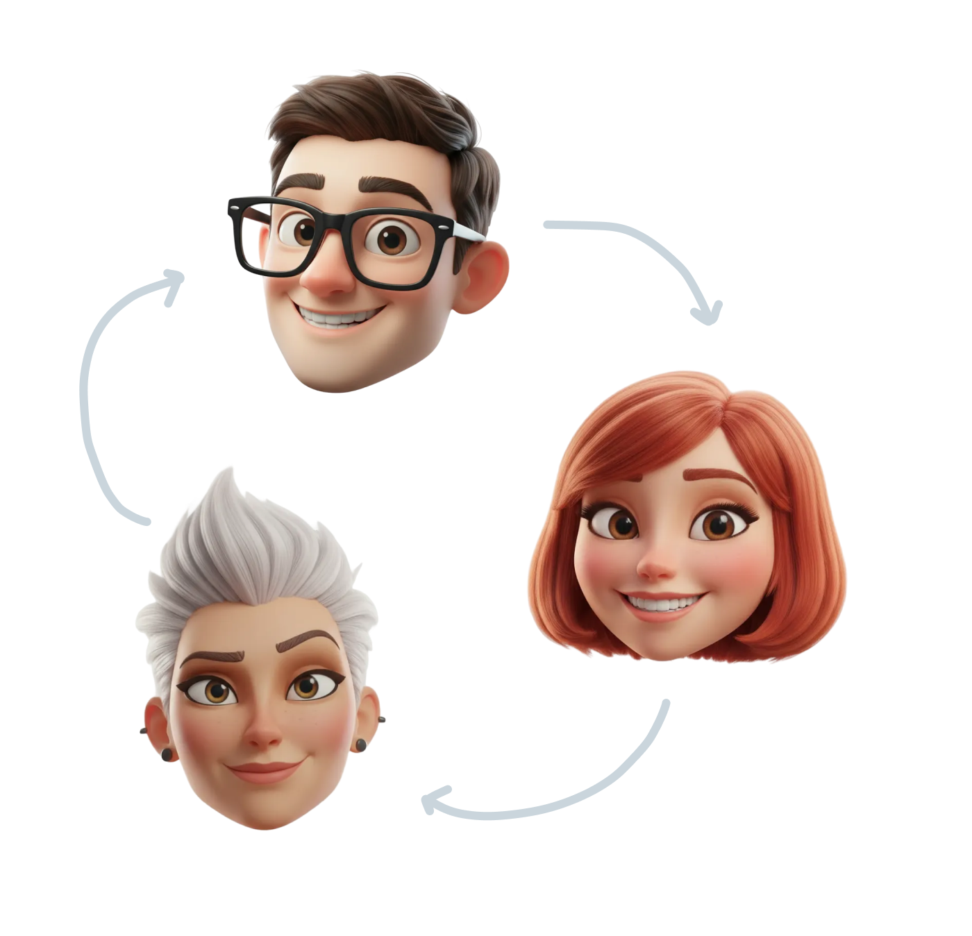 Tre volti di 3 avatar GPT